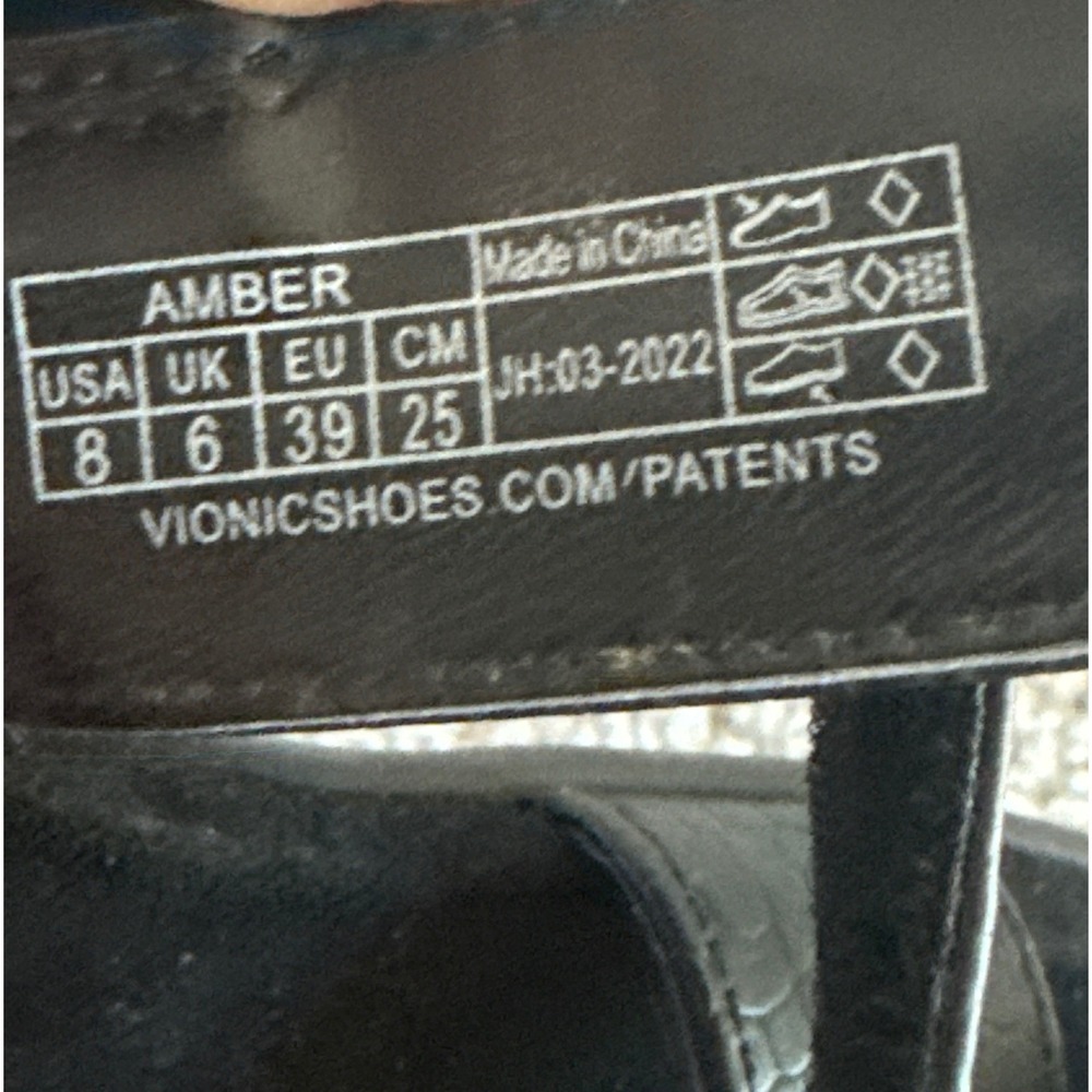 Vionic Amber Black Croc Embossed Adjustable Sandals Women 8 Orthotic Support - Picture 11 of 11